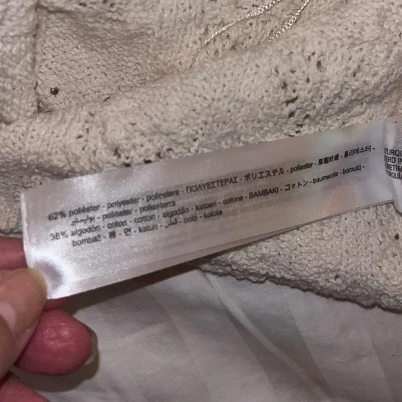 Zara Open Back Pearl Embellished Knit Crop Short Sleeve Top - Picture 9 of 11